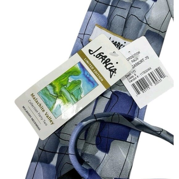 NEW J. GARCIA Men's 100% Silk Necktie DESIGNER Tie Blue Gray Art W:3.2" - Picture 3 of 5